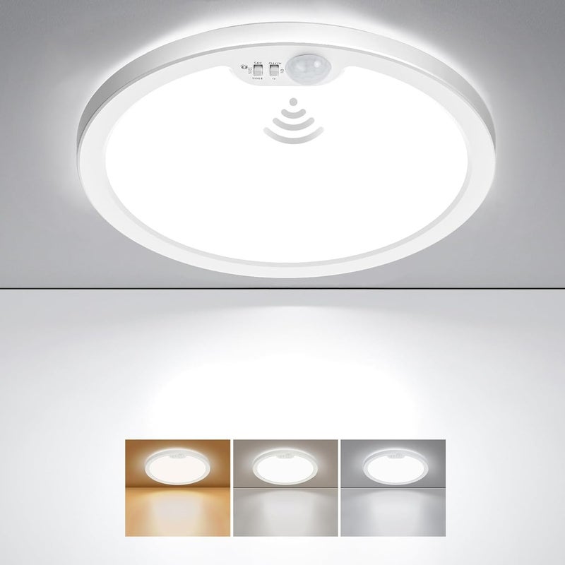 BLNAN Motion Sensor Ceiling Light Wired, 12 Inch 3000K 4000K 5000K Selectable LED Flush Mount Light Fixture, Motion Activated Light with Timer for Hallway Stair Walk-in Closet, Non-Dimmable - Image 1